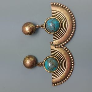 Vintage Egyptian style bronze dangle earrings
